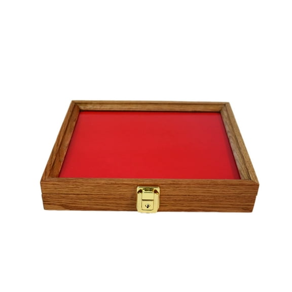 Southern Star Displays Wood Display Case for Collectibles, Knives, Arrowheads, Pins, Medals and More (12 x 9.5 x 2, Oak)