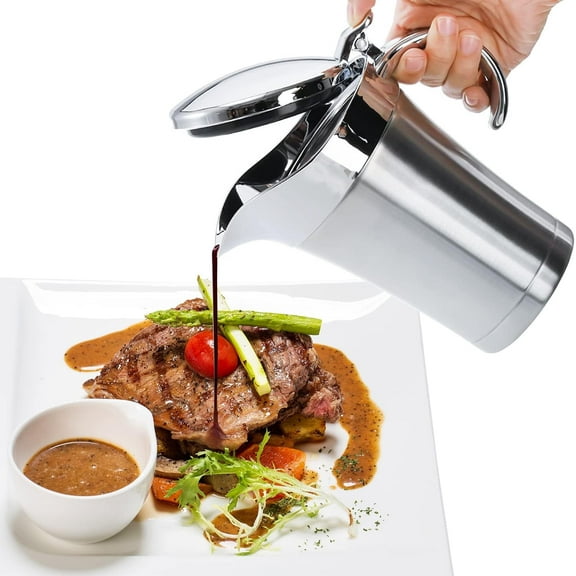 Stainless Steel thermal Gravy Boat, 25 Oz Double Insulated Gravy Sauce Jug with Hinged Lid for Family Dinner, Thanksgiving, Halloween, Christmas 750ML