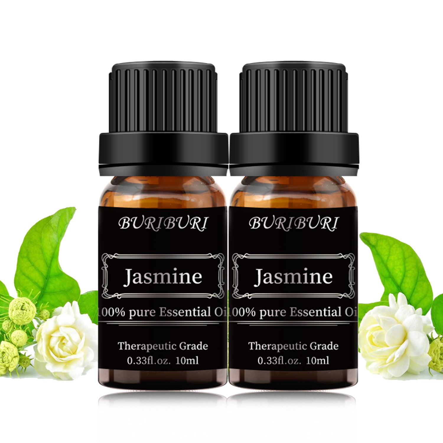 Buriburi 2 Pack Gardenia + Jasmine 100% Pure Essential Oils Essential Oils 10ml Each Natural Diffuser Massage Aromatherapy (Gardenia + Jasmine)