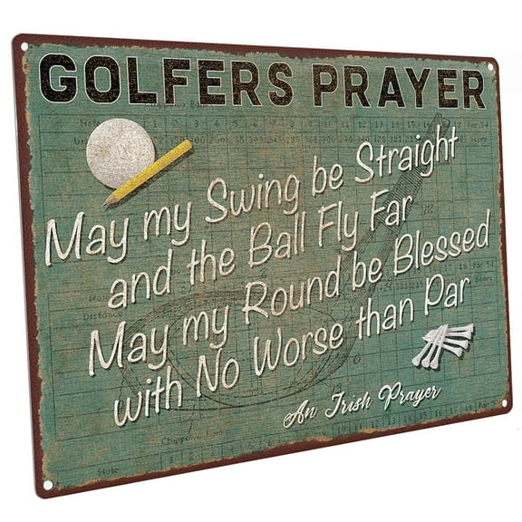 Golfer’s Prayer 9"x12" Metal Sign, Wall Decor for Mancave, Den, or Gameroom