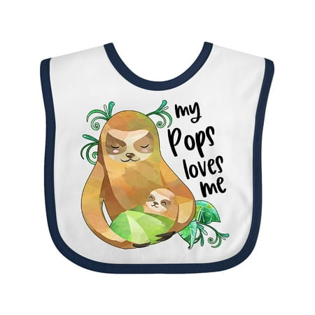 

Inktastic My Pops Loves Me- Cute Sloth and Baby Gift Baby Boy or Baby Girl Bib