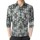 thumbnail image 1 of Camisas Para Hombre Camisa de manga de siete con estampado de solapa de ajuste delgado de moda casual para hombre (Grey, 3XL), 1 of 6