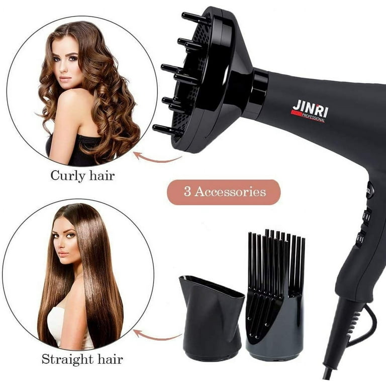 JINRI JR 104A 1875W Professional Infrared and Negative Ion Ceramic Hair Dryer with 2 Speeds 3 Heat Settings ETL Certified Black Walmart