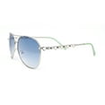 thumbnail image 3 of Womens Rhinestone Bling Heart Jewel Diva Metal Rim Pilot Sunglasses Gold - Blue, 3 of 4