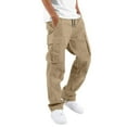 thumbnail image 2 of HKYNLAG Mens Cargo Pants Men's Solid Casual Outdoor Straight Pant Type Fitness Trousers with Multiple Pockets Khaki M, 2 of 6