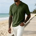 thumbnail image 5 of RongHuan Mens Casual T-Shirts Short Sleeve Textured Knit V Neck Shirt Casual Golf Shirts Stylish Solid Color Tops, 5 of 6