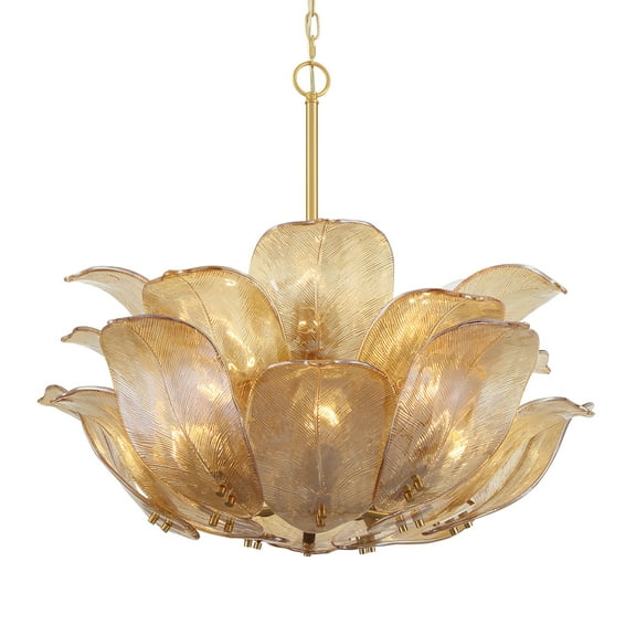 Metropolitan N2215 Orchid 10 Light 29" Wide Multi Light Pendant - Legacy Brass / Amber