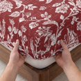 thumbnail image 3 of Cal.King Size Fitted Sheet Set - Botanical Rose Bud 3 Piece Bedding Sets 16" Deep Pocket Fitted Sheet with 2 Pillowcases, Vintage Burgundy Floral Leaves Farmhouse Brushed Microfiber Hotel Bed Sheets, 3 of 9