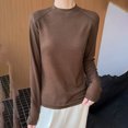 thumbnail image 2 of YOIAVAIOY Women's Mock Turtleneck Shirts, Long Sleeve Mock Neck Pullover Tops Slim Fitted Stretch Undershirt Tee Blouse Coffee XL, 2 of 8