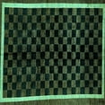thumbnail image 1 of Ahgly Company Machine Washable Indoor Square Checkered Turquoise Blue Modern Area Rugs, 4' Square, 1 of 4