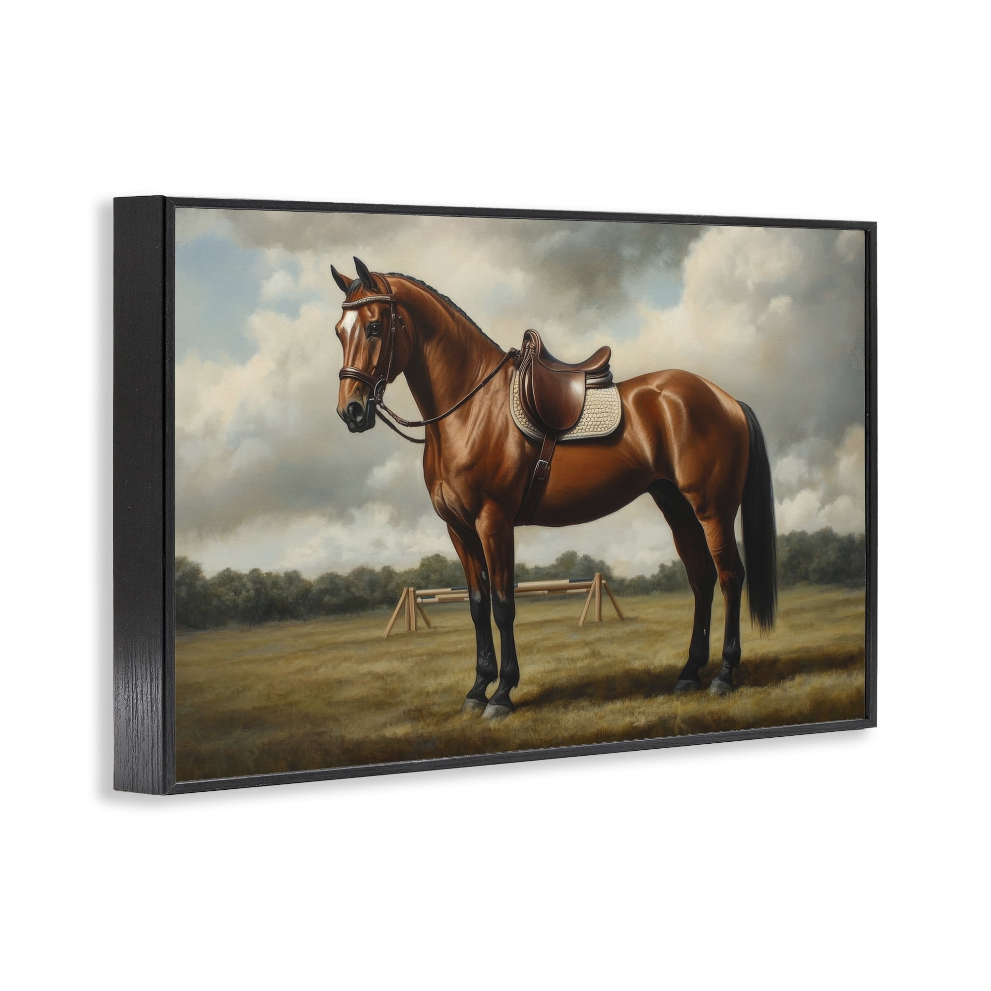 Stupell Industries Red Mare in Pastoral Landscape Black Framed Giclee Art, design by Petal Prints Design