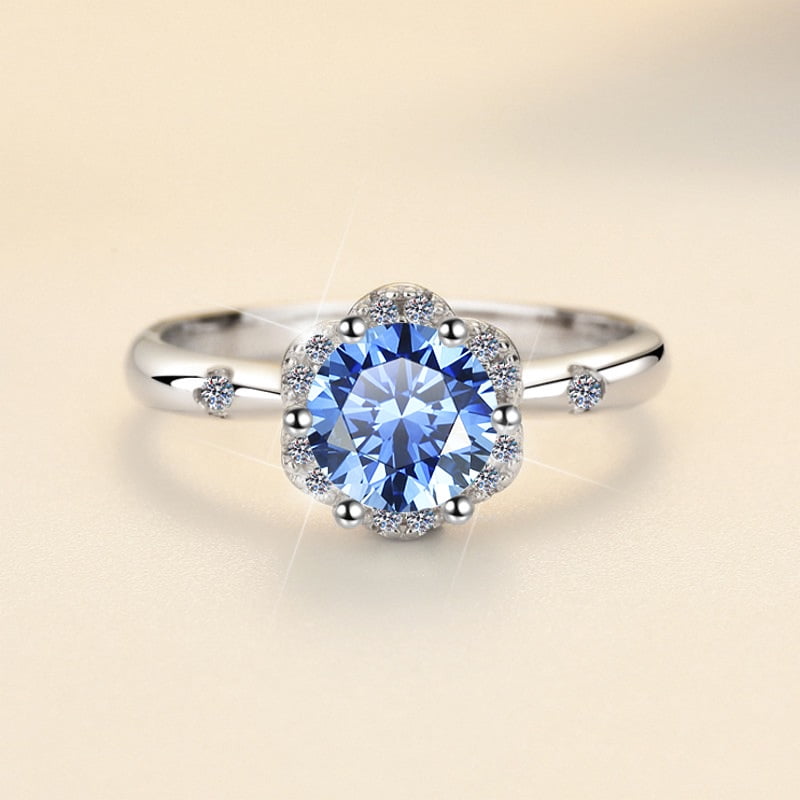 1 Carat Moissanite Wedding Ring for Women Engagement Rings for Women Diamond 18K White Gold Plated 925 Sterling Silver Moissanite Diamond Promise Rings Womens Diamond Ring