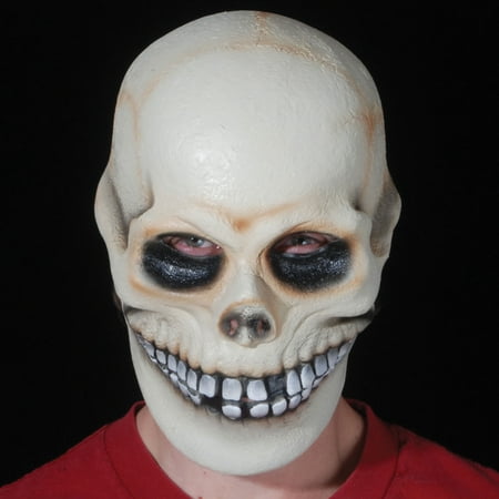 Star Power Realistic Looking Bone Smiley Skull Mask, White, One Size