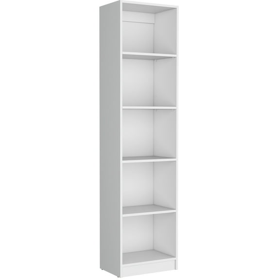 White Home Xs Office Bookcase - Slim, 5-shelf Display 5 Slim White, Space