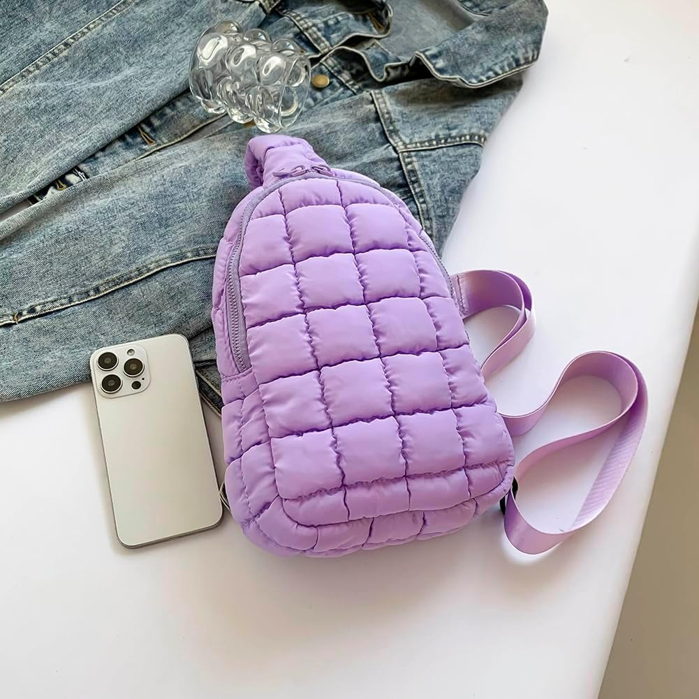 HMSHA Sling Bag Puffy Crossbody Purse for Women Fanny Pack Chest Bag Puffy Waist Bag
