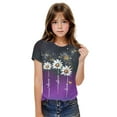 thumbnail image 4 of Spazoro Toddler Girls T-shirts, Casual Crewneck Summer Printed Short Sleeve Tops Tee Purple Size 5 T, 4 of 6