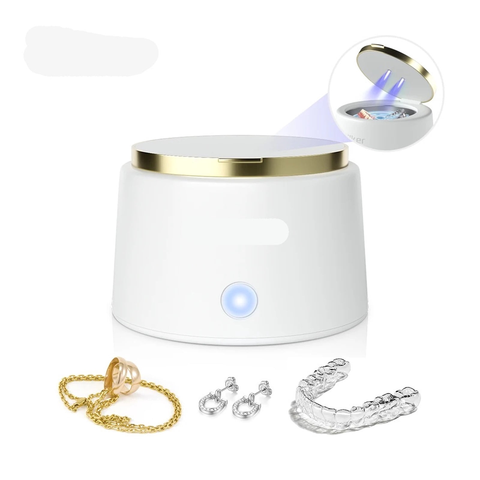 Household Ultrasonic Retainer Cleaner for Denture Jewelry Braces Cleaning with UV Light