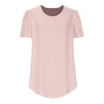 thumbnail image 6 of Tdoqot Womens Trendy T Shirts 2025- Loose Fit Crewneck Short Sleeve Casual Eyelet Summer Tops Pink Size M, 6 of 7
