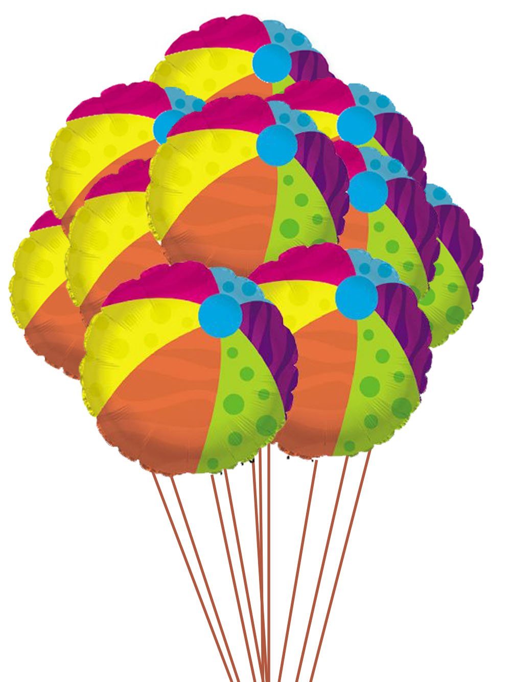 PMU Beach Ball Balloon (18 Inch Mylar) Pkg/10