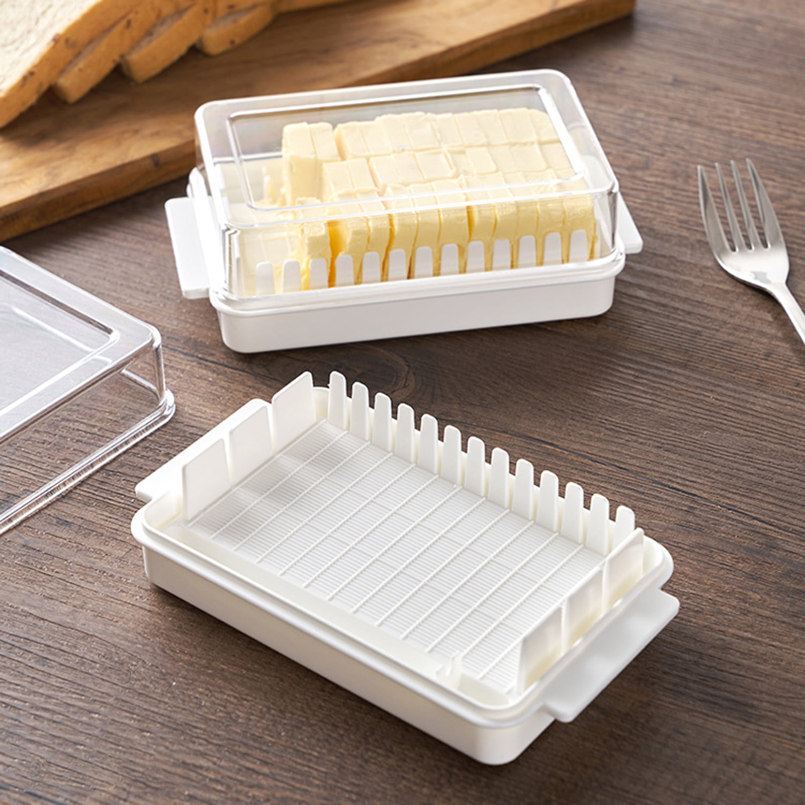 HEVIRGO Plastic Butter Cutting Box, Storage Box,Transparent Cheese Cutter  Slicer Keeper Tray Container with Lid, White - Walmart.com