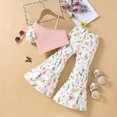 thumbnail image 1 of Pantalones Conjunto de ropa para bebés y niñas, chaleco informal con estampado Floral y pantalones acampanados Cgtredaw Rosa T 4-5 años Única para Niña, 1 of 7