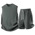 thumbnail image 3 of Bovxnpu Men's Clothing Set 2 Piece Outfits Tracksuit Sleeveless Crew Neck Men's Summer Casual Comfy Shorts Set, 3 of 9