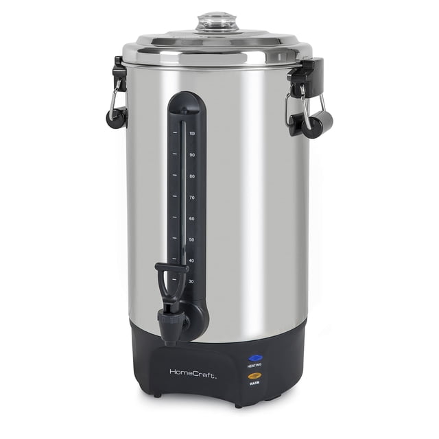 Homecraft 100-Cup Coffee Urn and Hot Beverage Dispenser with Dripless Faucet, Quick-Brewing, Stainless Steel