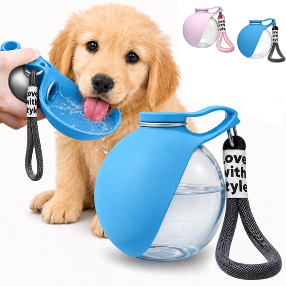 2-in-1 Dog Water Bottle, Stainless Steel Portable Dog Water Bottle with Foldable Silicone Bowl, Leak-Proof Pet Bowl for Water& Food, Water Dispenser for Dogs Walking Hiking