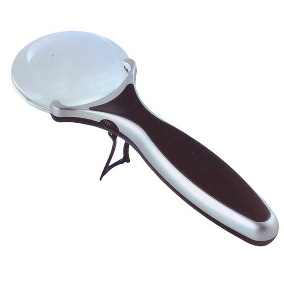 HAWK Macromique LED Handheld Magnifie | 4X / 2.5X Rimless Magnification | 3" Lens with 5" Handle | Integrated Stand