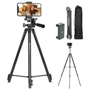 TARION Tripod for Phone Camera Stand 50.6" Mobile Phone Selfie Tripod Lightweight Travel Tripod Stand with Phone Clamp Carry Bag for Ring Light Cell Phone Video Recording Filming Live Stream Aluminium