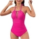 thumbnail image 2 of Traje de Baño con Correa de Bikini de Color Sólido Sexy para Mujeres, Traje de Baño Retro de Nylon con Almohadilla de Pecho para Piscina, Playa Y Verano, 2 of 8