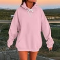 thumbnail image 2 of Amidoa Pullover Womens Hoodies Oversized Long Sleeve Pink Sweatshirts Plain Drawstring Hoodies Blouses for Women L, 2 of 5