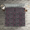 thumbnail image 3 of Ambesonne Leopard Print Quilted Coverlet 3 Pcs, Cheetah Panther Spots, Queen Size, Black Grey and Pink, 3 of 4