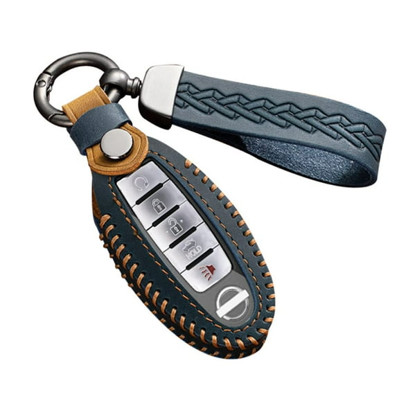 Leather Key Fob Shell Transparent Smart Remote Key Bag Key Skin Fit for Nissan for Infiniti