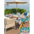 thumbnail image 5 of Outdoor Tablecloth with Umbrella Hole for Patio/Picnic/Party/Camping, Spring Flowers Waterproof Table Cloth Rectangle Table Cover Washable, Farmhouse Watercolor Teal Wood Grain (54"x 80"), 5 of 8