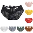 thumbnail image 3 of Gibobby Calzoncillos sexy Ropa interior de malla de encaje translúcido hueco sexy para mujer Ropa interior de triángulo de moda simple sin costuras de cintura(Marrón,XL), 3 of 4