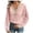 Pink, variant on Womens V Neck Shirts Long Sleeve Blouse Button Down Shirts Roll Up See Through Sleeve Casual Plain Lace Tops Women Button up Blouse M