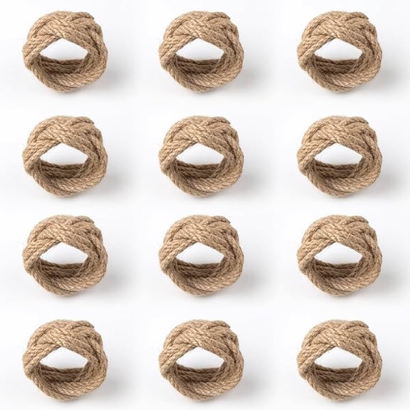 Fu997 Napkin Rings Set of 12 Woven Natural Burlap Napkin Rings Rustic Napkin Ring Holder for Dining Table Decor Wedding Banquet Christmas Thanksgiving Easter Table Decorations