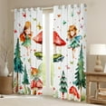 thumbnail image 2 of jejeloiu Fairy Tale Elf Blackout Curtains,Red Mushroom Curtains Pack of 2 (38x45 Each),Green Tropical Botaniocal Pine Window Curtains For Girl,Microfiber Bedroom Decor, 2 of 6