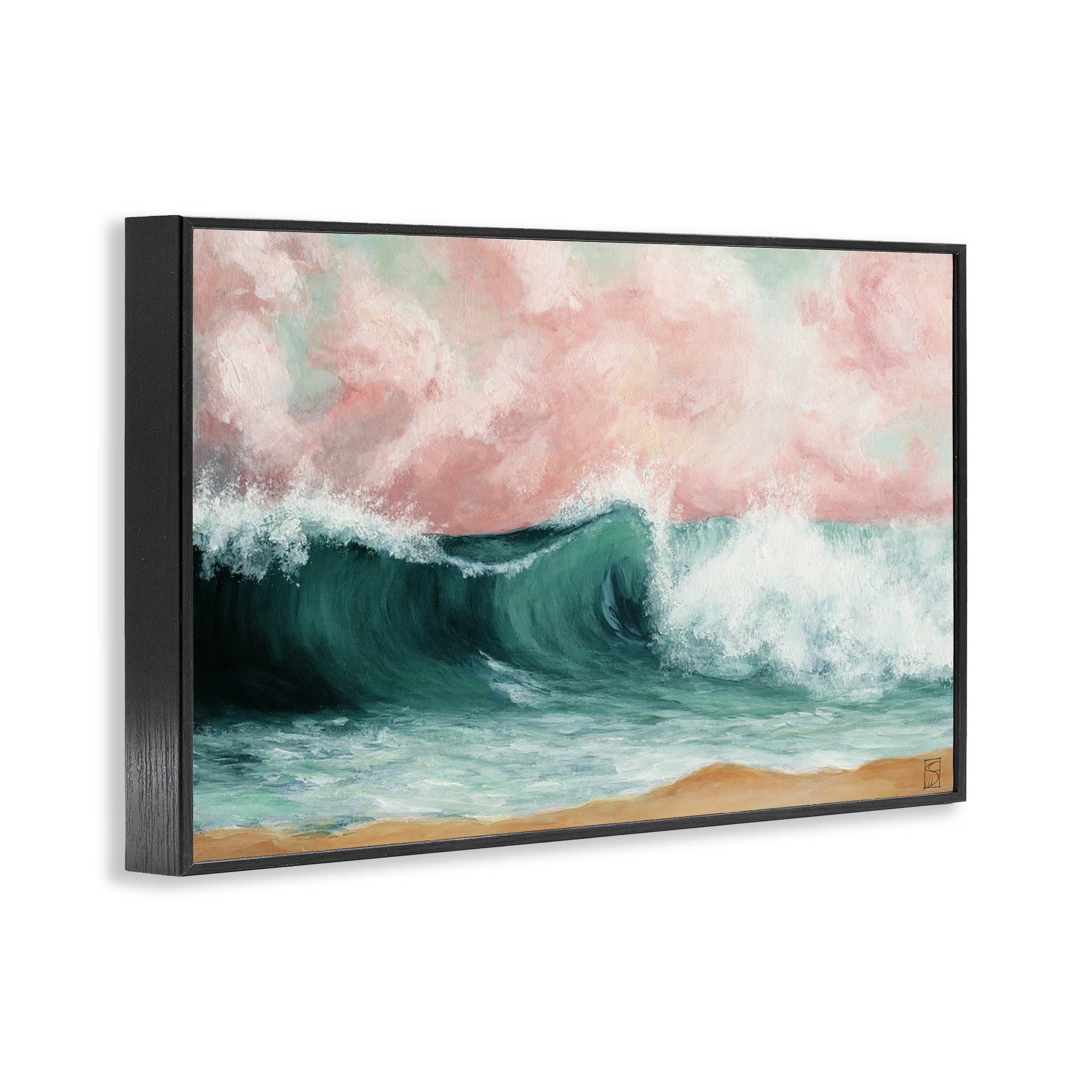 Crashing Seascape Waves Black Framed Giclee Art, design by Sara Culpepper