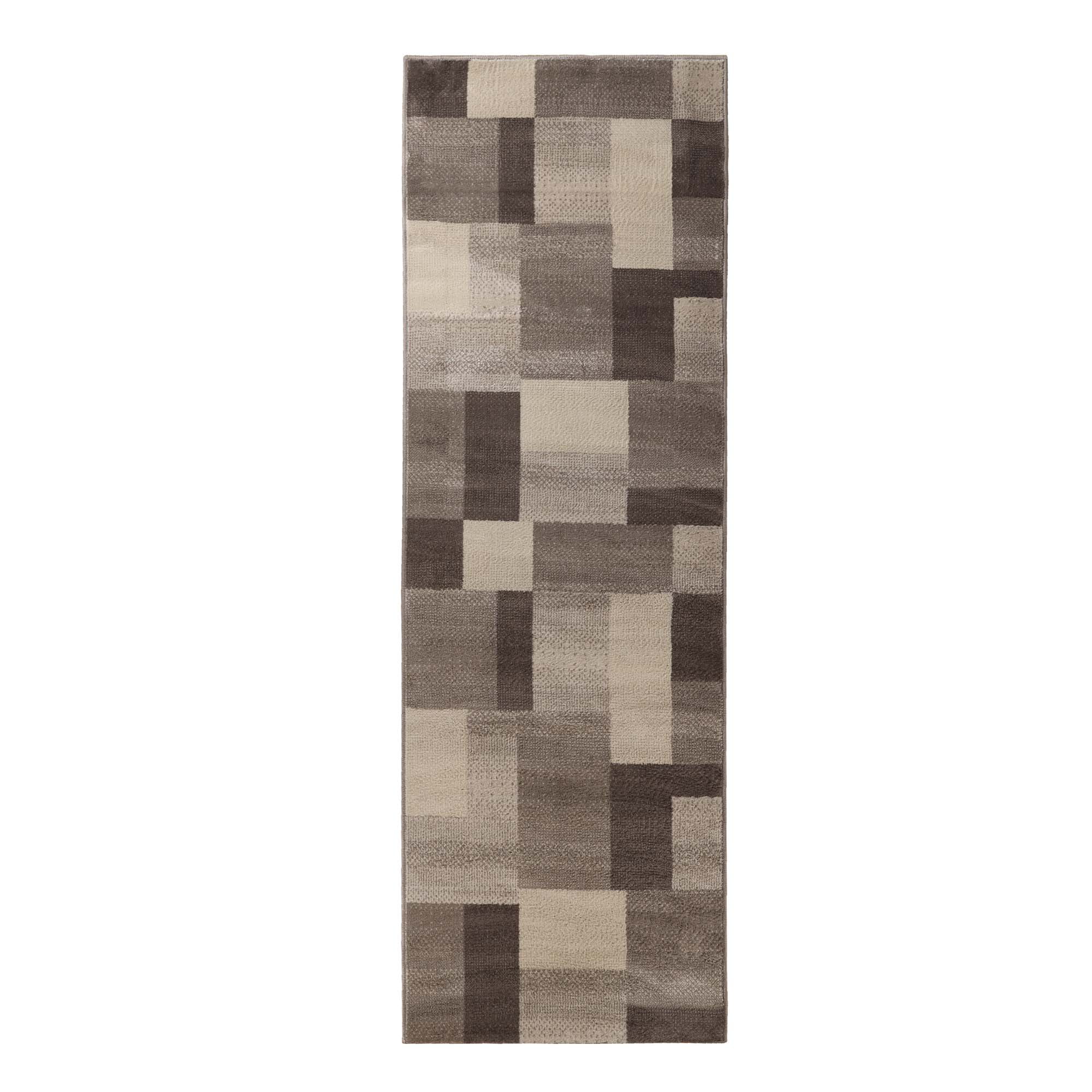 Superior Modern Geometric Fire Retardant and Anti-Static Indoor Runner Rug, 2'7"x8', Beige