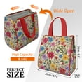 thumbnail image 3 of Pioneer Flower Floral Print Pattern Insulated Lunch Bag for Women & Adults,Large Portable Soft Cooler Lunch Bag,Thermal Food Storage Tote with Pearl Cotton,8.66L,8.75x5.75x9.5 Inch, 3 of 6