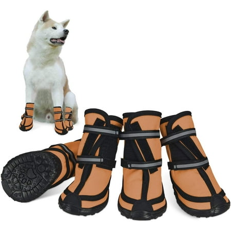 

Dog Shoes for Large Dogs Winter Snow Dog Booties with Adjustable Straps Rugged Anti-Slip Sole Paw - Sports Running Hiking Pet Dog Boots Protectors Comfortable Fit for Medium Large Dog (XXL Orange)