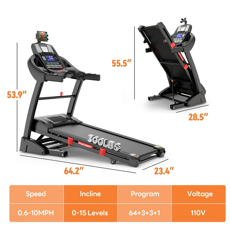 Famistar Folding Treadmill for Home with 15% Auto Incline