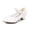 White, variant on BUWTTER Girl's Sandals Dress Shoes High Heel Sparkly Flower Shoes Closed Toe Ankle Strap Kids Formal Wedding Party Birthday Black Sandals Size 4-4.5 Y