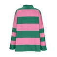 thumbnail image 3 of Oversized Sweatshirt for Women Long Sleeve Button V-Neck Striped Print Pullover Tops Fall Fashion 2025 Loose Fit Tunic Blouses, 3 of 5