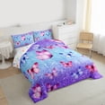 thumbnail image 4 of Manfei Cartoon Butterfly Animal Full Size Comforter Sets, Blue Purple Dreamy Rainbow Bedding Comforter Set, Teens Kids Boys Girls Reversible Bedding Sets, Breathable Home Decor, 3-Piece, 4 of 9