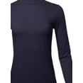 thumbnail image 4 of A2Y Women's Basic Solid Soft Cotton Long Sleeve Mock Neck Top Shirts Navy 3XL, 4 of 5