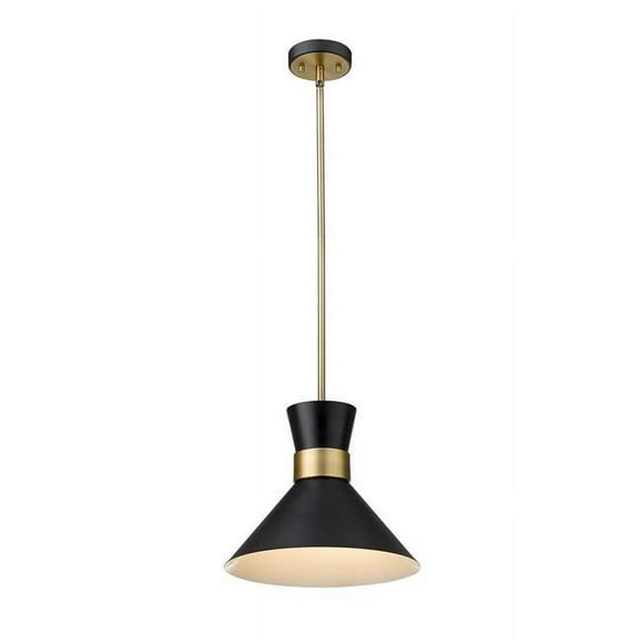 1 Light Pendant-Matte Black/Heritage Brass Finish Z-Lite 728P13-Mb-Hbr