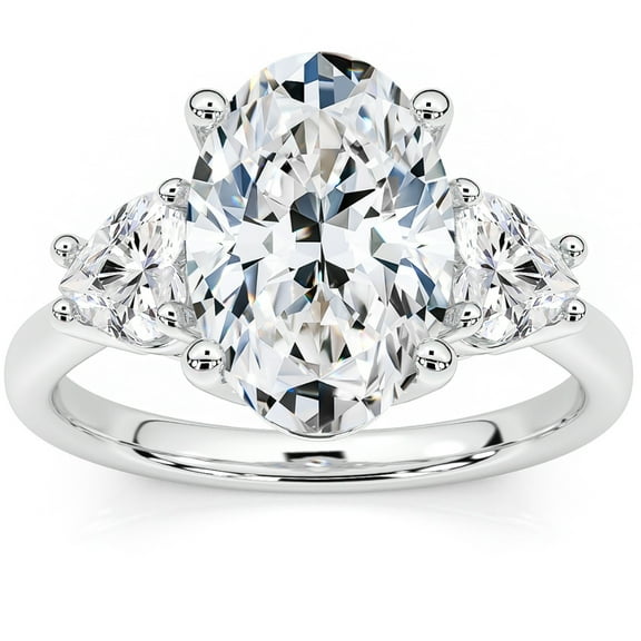 Pompeii Certified 2 3/4Ct Oval & Heart Shape Diamond Engagement Ring Lab Grown 14k Gold